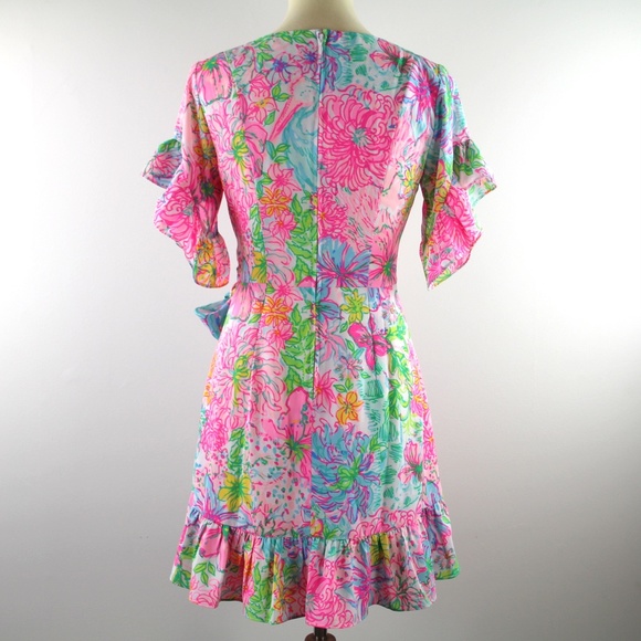 Lilly Pulitzer Darlah Stretch Ruffle Trim Mini Dress Multi Paradise Found 2 NWT - Picture 6 of 8